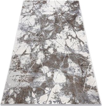 RugsX Rugsx - Alfombra Noble Moderna 1515 64 M&aacute;rmol, Geom&eacute;trico - Structural Dos Niveles De Vell&oacute;n Crema / Gris Grey 80x150 Cm
