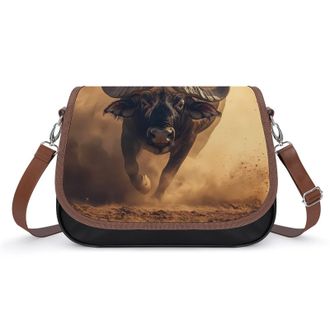 Generic Running Cape Buffalo Crossbody Bags for Women Fashion Leather Shoulder Handbags With Adjustable Strap