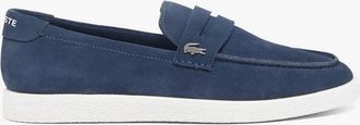 Lacoste Mens Cochet Suede Loafers In Navy/white