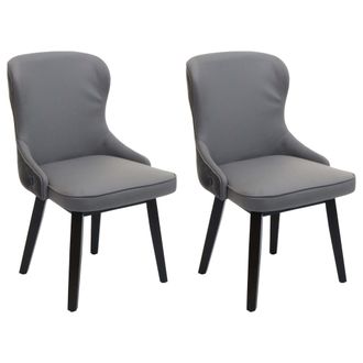Hhg Hhg - Nunca Usado] Lote De 2 Sillas De Comedor 713, Silla Tapizada Silla De Cocina Sill&oacute;n Silla, Tela/textil Madera Maciza, Gris Oscuro-gris Claro