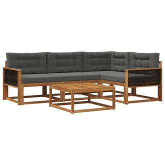 vidaXL Conjunto De Sof&aacute;s De Exterior 5 Pcs Natural Y Antracita Vidaxl