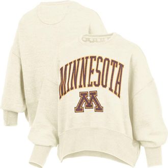 Pressbox Womens Pressbox Natural Minnesota Golden Gophers Oversized Waist-Length Crewneck Sweatshirt at Nordstrom, Size Xx-Large