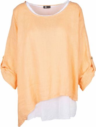 Made in Italy Womens Quarter Sleeve Top In Peach