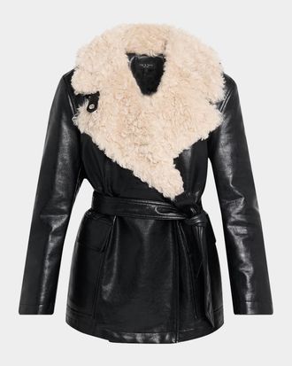 Rag & Bone Jordan Faux Fur Belted Jacket