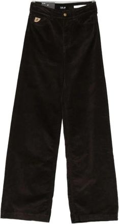 Lois Chocoladebruine Corduroy Knoopsluiting Jeans - Dames - Wijde Broeken - Bruin - W27 L34 - Katoen - Broeken