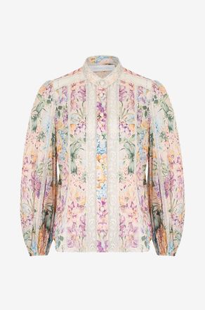 Zimmermann Gebl&uuml;mtes Baumwollvoile- und Spitzenhemd Halliday Lace Trim