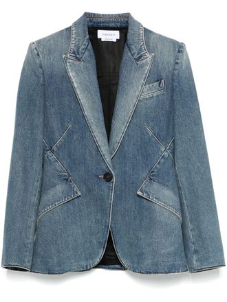 Alexander McQueen denim blazer - women - Cotton/Cupro - 44 - Blue