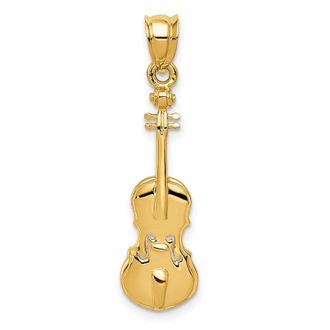 Diamond2Deal 14k Yellow Gold 2D Violin Charm