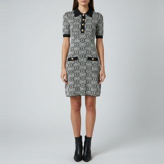 Maje Black/ White Risola Pattern Knit Mini Dress