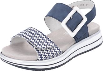 Remonte Keilsandalette REMONTE ELLE-Collection, Damen, Gr. 36, blau (dunkelblau, wei&szlig;), Lederimitat, Textil, Schuhe Keilsandalette, Sommerschuh, Sandale, Komf