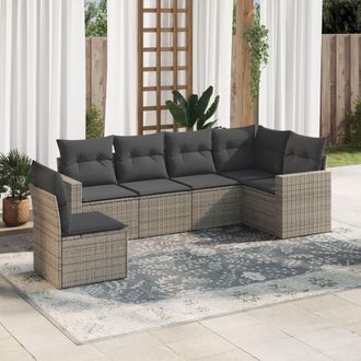 vidaXL Set De Muebles De Jard&iacute;n 6 Pzas Y Cojines Rat&aacute;n Sint&eacute;tico Gris Vidaxl