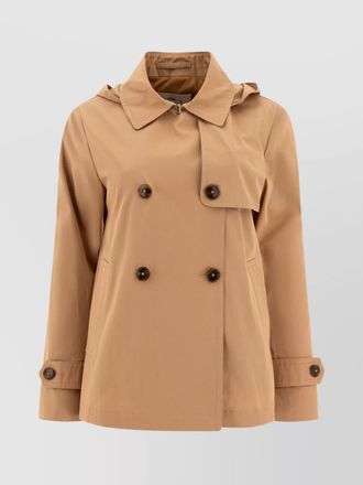 Herno cotton hooded double-breasted trench coat