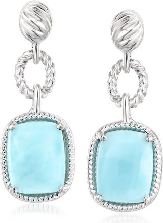 Ross-Simons Larimar Drop Earrings in Sterling Silver