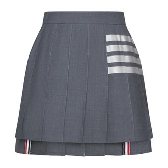 Thom Browne Short Skirts, female, Gray, 2XS, Pleated Wool Mini Skirt
