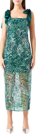 endless rose Sequin Tie Shoulder Cocktail Dress in Green at Nordstrom, Size X-Small