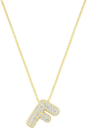 Adornia Pavé Bubble Initial Pendant Necklace in Gold-F at Nordstrom Rack