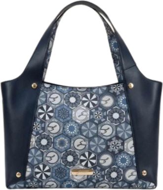 Gattinoni Tassen, Dames, Blauw, ONE Size, Leer, Teodosia Bag L Dubbele Handgreep