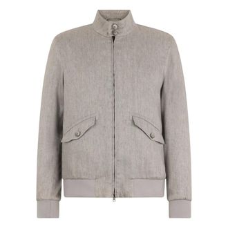 Herno Bomber Jackets, male, Gray, Size: XL Light Linen Jacket