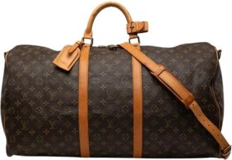 Louis Vuitton Vintage, unisex, Bruin, ONE Size, Leer, Pre-owned Keepall Bandouliere 60