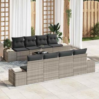 vidaXL Conjunto De Sof&aacute; De Jard&iacute;n 8 Uds. Gris Claro Y Gris Oscuro Vidaxl