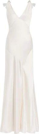 Jenny Packham Abito lungo Collette con fiocco - Toni neutri