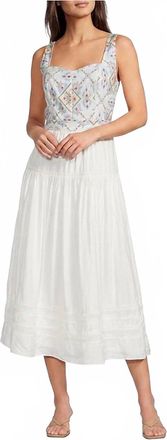 Current Air Embroidered Sleeveless Midi Dress In White