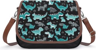 Generic Dinosaurs Cute Crossbody Bag Womens Handbag PU Message Bags Shoulder Purse with Adjustable Strap