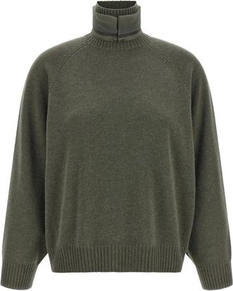 Brunello Cucinelli Truien & Vesten, Dames, Groen, M, Kasjmier, Trui met hoge hals