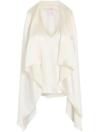 Cinq à Sept Louella V-neck silk top - Neutrals