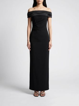 Solace London Adele Off-The-Shoulder Draped Satin Long Evening Gown