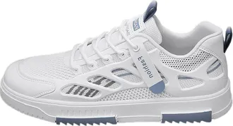 Generic Running Shoes Mens Mens Slip on Shoes Summer Trendy Soft Sole Breathable Low Top Lace Up Stylish Casual Mesh Blue