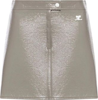 Courr&egrave;ges Beige Logo Skirt