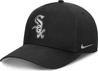 Nike Chicago White Sox Rise Nike Mens Dri-FIT MLB A-Frame Trucker Adjustable Hat in Black | NB1E0FBPRX-HWD