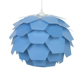 Beliani L&aacute;mpara De Techo Moderna Con Dise&ntilde;o Floral Pantalla Geom&eacute;trica Azul Peque&ntilde;a Segre