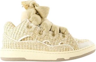 Lanvin Sneakers, female, Beige, Size: 9 US Beige Calfskin Sneakers with Top Laces