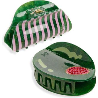 Frasier Sterling Hors dOeuvre Set of 2 Claw Clips in Green at Nordstrom