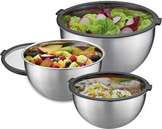 GEFU Juego De 3 Ensaladeras (1l/2.5l/4.5l) Con Tapas Herm&eacute;ticas De Acero Inoxidable. - 89430 - Gefu
