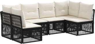 vidaXL Conjunto De Sof&aacute;s De Jard&iacute;n 6 Uds. Negro Rat&aacute;n Sint&eacute;tico Vidaxl