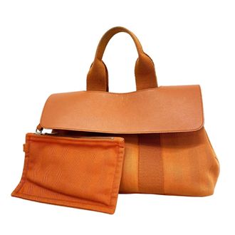 Herm&egrave;s Orange Toile Chevron Tote Bag (Pre-Owned)