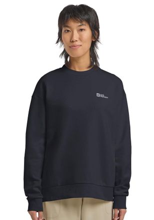 Jack Wolfskin Langarmshirt JACK WOLFSKIN ESSENTIAL CREWNECK W, Damen, Gr. L (42/44), blau (schwarz, navy), Obermaterial: 100% Baumwolle, Shirts Langarmshirt