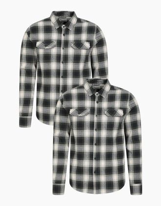 Mountain Warehouse Mens Mountain Warehouse Mens Trace Flannel Shirt (Pack of 2) - Green - Size: 46/Regular