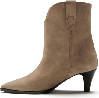 Isabel Bernard Vend&ocirc;me Louane Korte Laarzen - Dames - Laarzen met Hak - Beige - 41 EU - Su&egrave;de - Schoenen