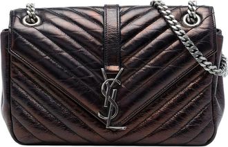 Saint Laurent Pre-owned Saint Laurent Medium Chevron Metallic Crinkled Calfskin Punk Chain Bag Ladies XUSAD3ER8GZ9Y2F4