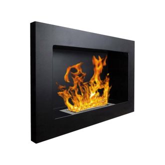 Dmora Dmora - Chimenea De Bioetanol Dsportiell, Chimenea Ecol&oacute;gica, Hogar Sin Humo, Calefactor De Etanol, Made In Italy, 65x12 H40 Cm, Negro