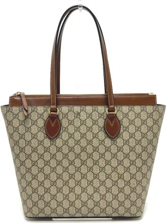 Gucci Beige Gg Canvas Handbag Shopping Bag Tote Bag (Pre-Owned)