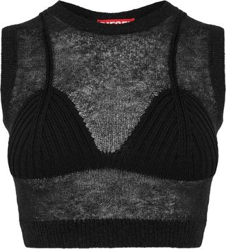 Diesel Dames/Dames Arstica Gebreide Gewatteerde Top (Zwart)