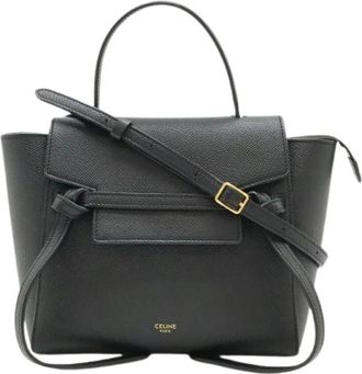 Celine Pre-owned Leather Belt Bag Nano 2Way Handbag - Dames - Vintage Handtas - Zwart - ONE Size - Leer - Vintage