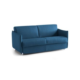 Dmora Sof&aacute; Cama 2 Plazas Verceia, Desenfundable, Con Almacenamiento Hecho En Italia, Apertura Abatible, 160x95 Cm Azul