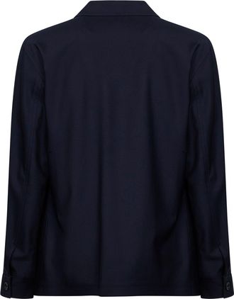 Tagliatore Mens Shirt Jacket Virgin Wool Blue Bomber