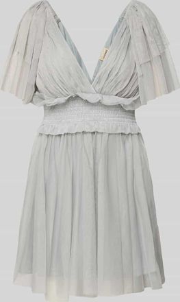 Lace & Beads Cocktailkleid mit V-Ausschnitt und Taillenband in Gruen, Größe XXS